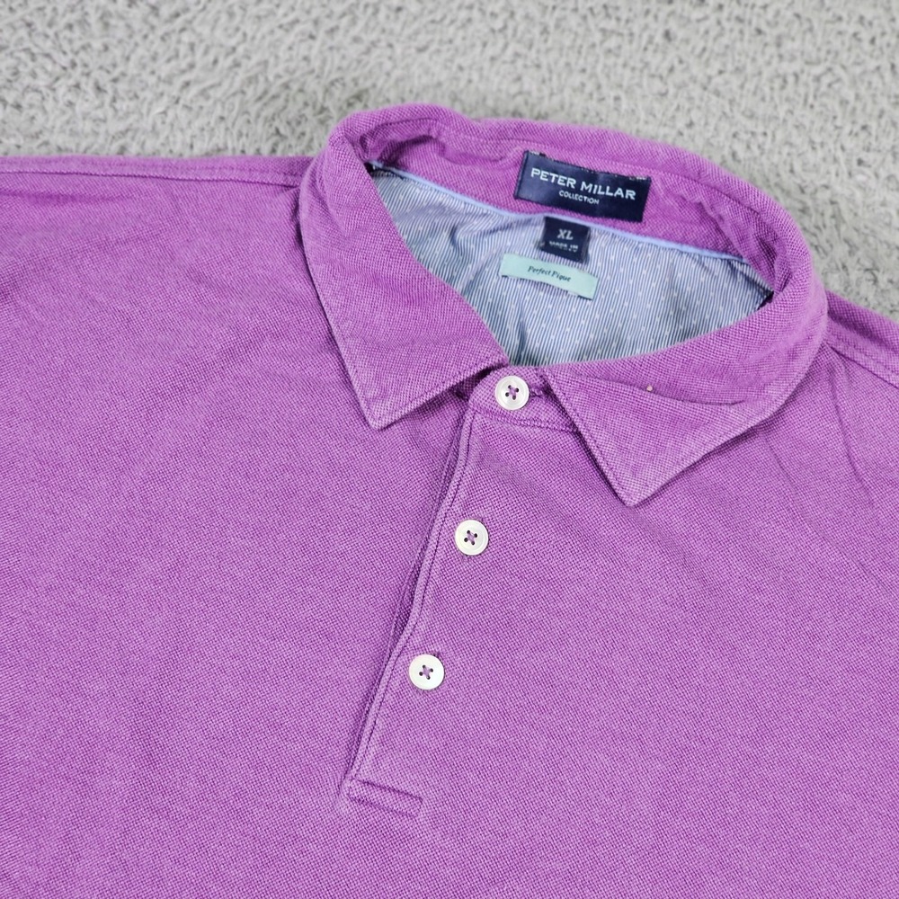 Peter Millar Polo Shirt Mens XL Purple‎ Perfect Pique Collection Golf Casual